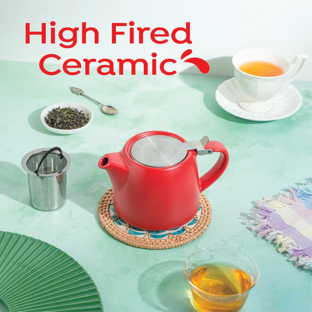 Glenburn Tea Direct Ceramic Teapot with Infuser  Perfect Loose-leaf, Flowery, Herbal, Green Tea Maker  High Fired, Finely Glazed